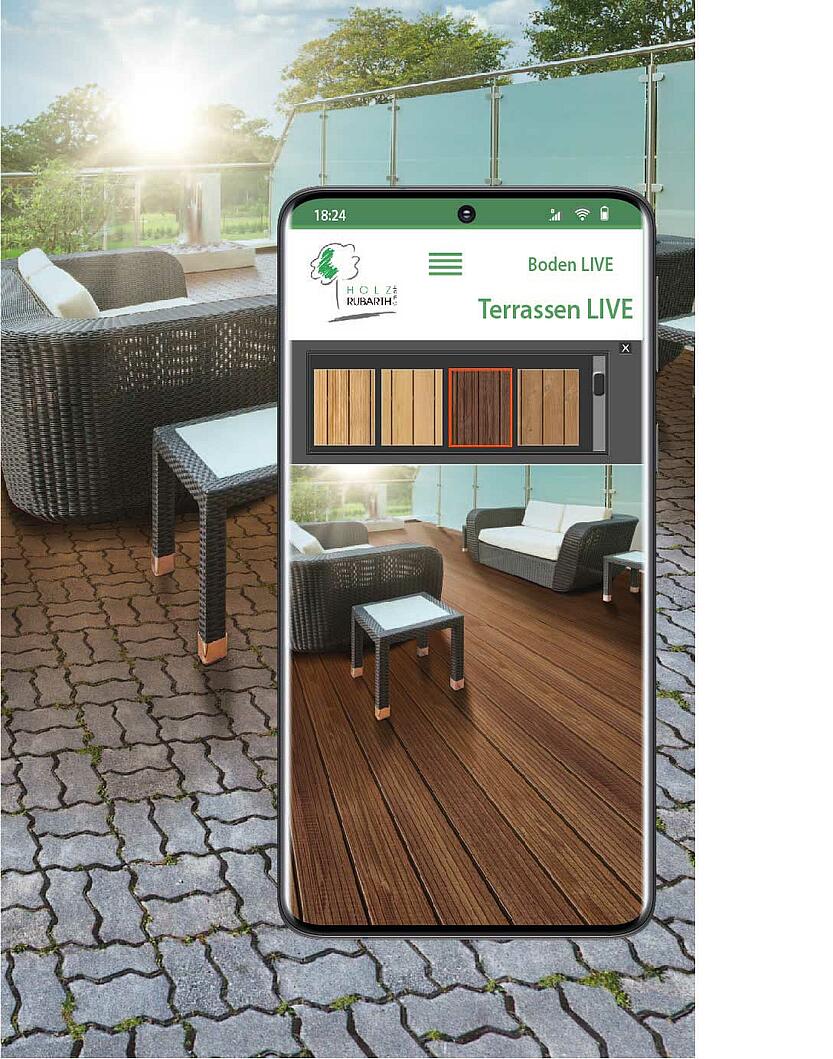 Terrassenbeläge planen im Terrasse LIVE von Holz Rubarth: Verlegen Sie Ihren neuen Terrasse in Ihren Garten!